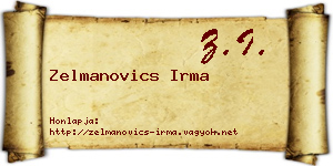Zelmanovics Irma névjegykártya